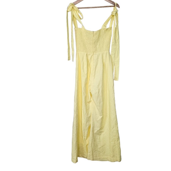 House of CB Rommi Yellow Bustier Jumpsuit Shoulder Tie Linen Size Small - Picture 4 of 9